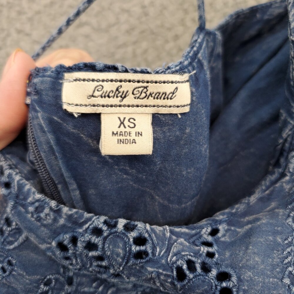 Lucky Brand Schiffly Embroidered Crisscross Strap Bib Dress - Picture 8 of 13